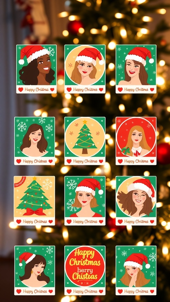 Matching Christmas profile pictures for Team 7 featuring Santa hats and Christmas trees.